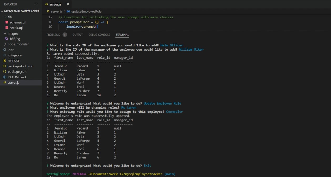 MySQL Employee Tracker