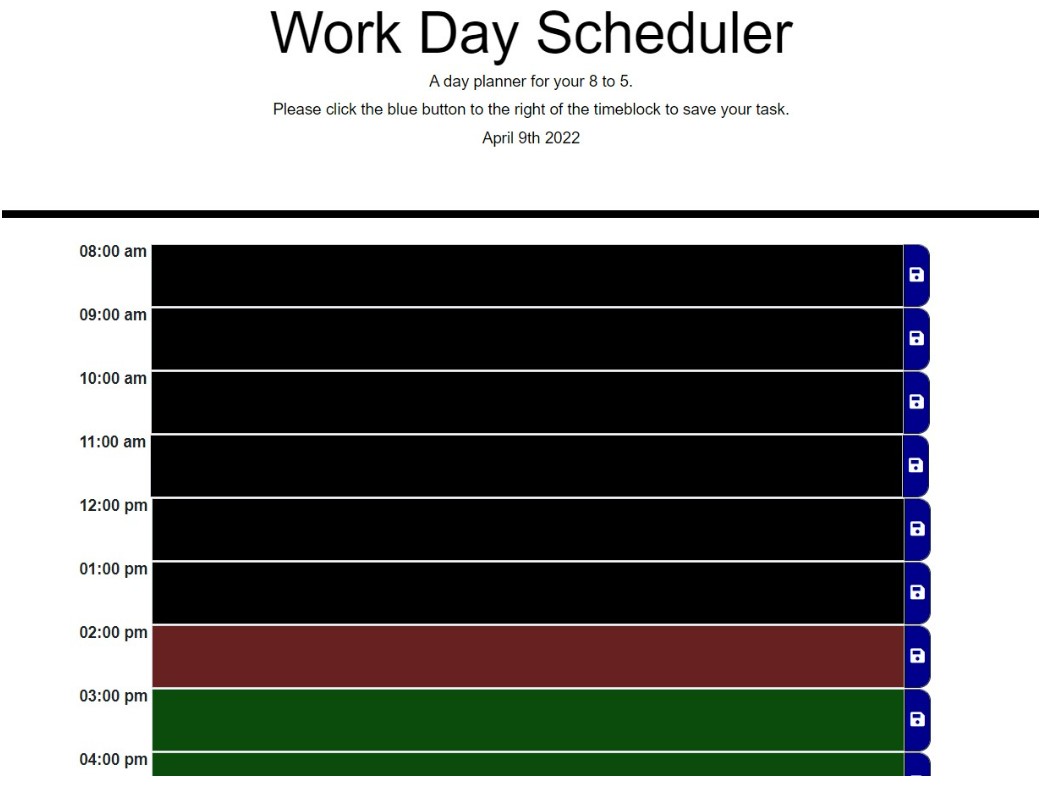 Work Day Scheduler